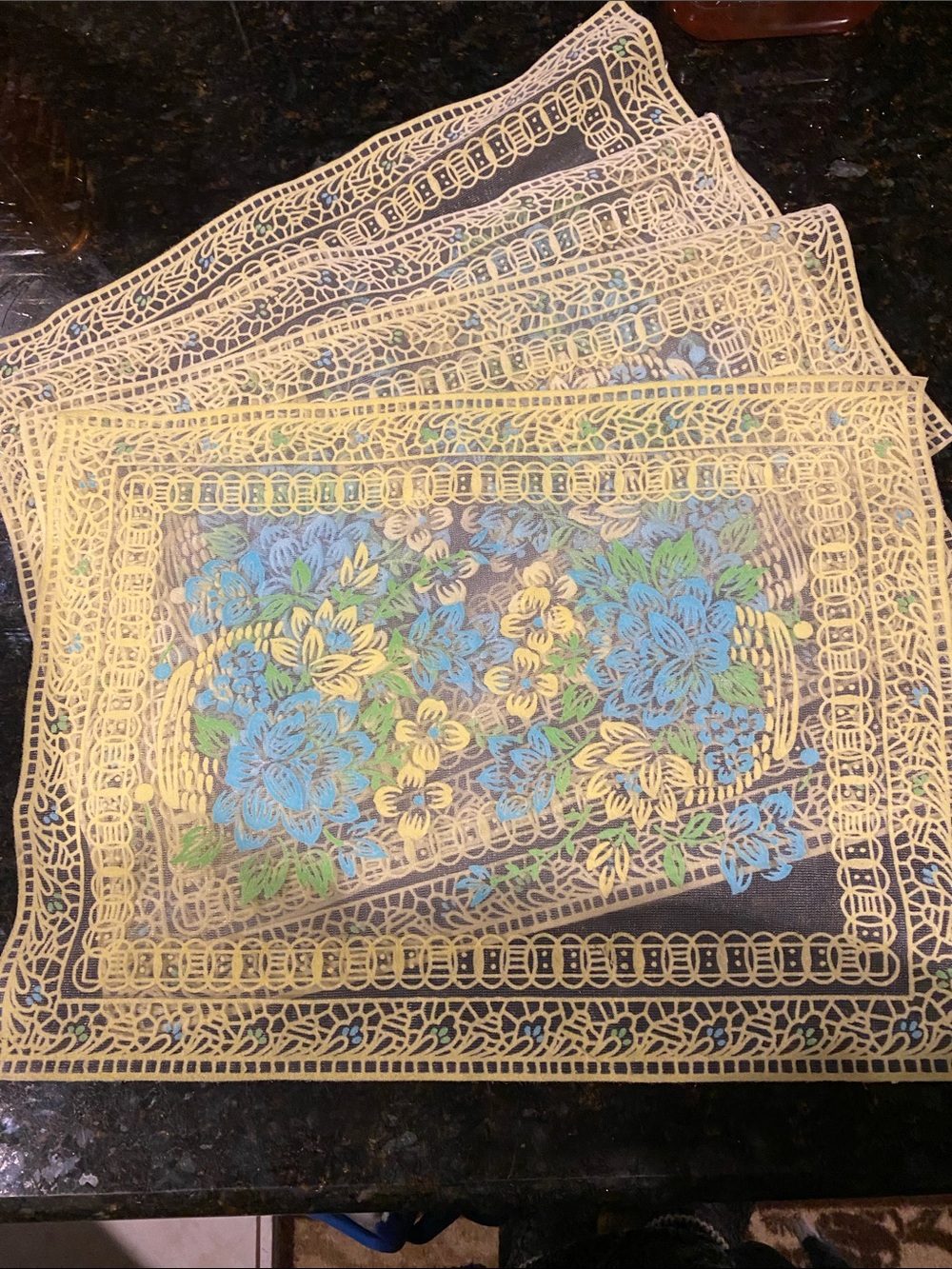 Vintage Embroidered Lace Placemats, Set of 4